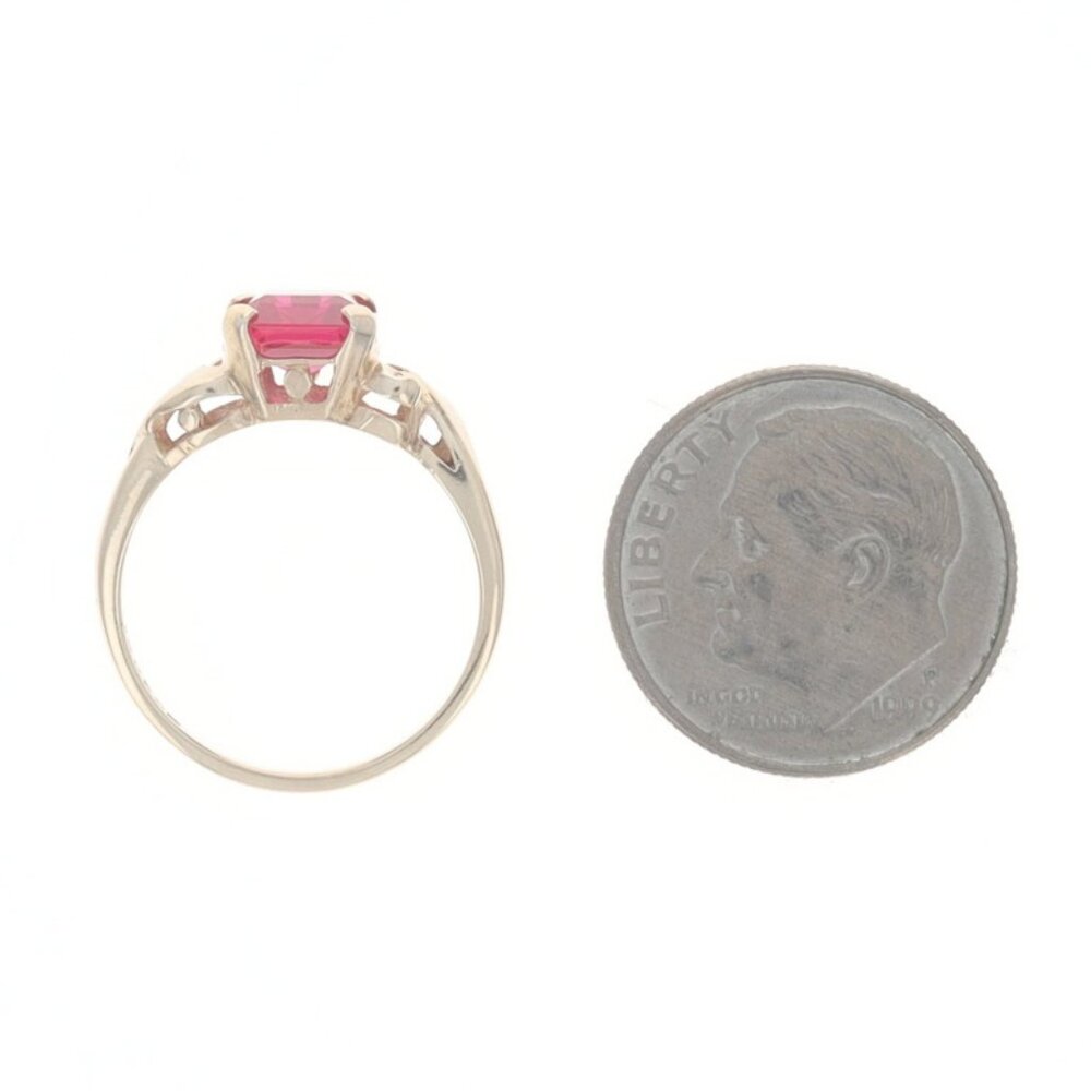 Yellow Gold Lab-Created Ruby Solitaire Ring - 10k… - image 5